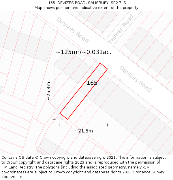 165, DEVIZES ROAD, SALISBURY, SP2 7LS: Plot and title map