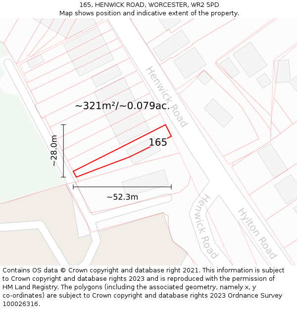 165, HENWICK ROAD, WORCESTER, WR2 5PD: Plot and title map