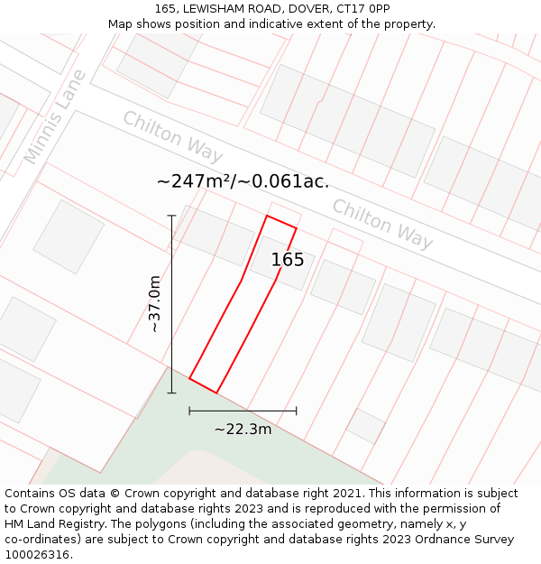 165, LEWISHAM ROAD, DOVER, CT17 0PP: Plot and title map