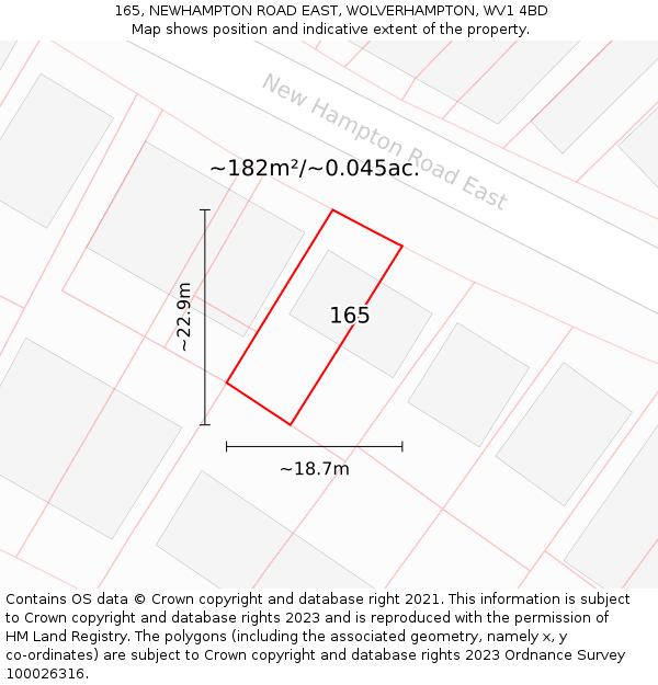 165, NEWHAMPTON ROAD EAST, WOLVERHAMPTON, WV1 4BD: Plot and title map
