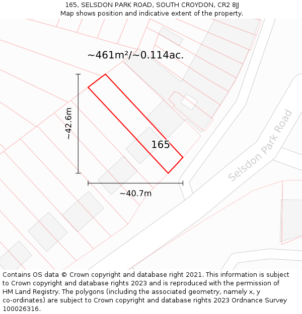 165, SELSDON PARK ROAD, SOUTH CROYDON, CR2 8JJ: Plot and title map