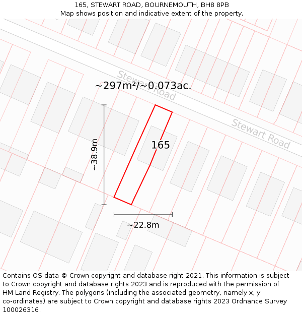 165, STEWART ROAD, BOURNEMOUTH, BH8 8PB: Plot and title map