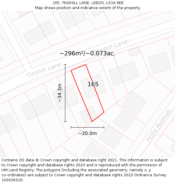 165, TINSHILL LANE, LEEDS, LS16 6EE: Plot and title map