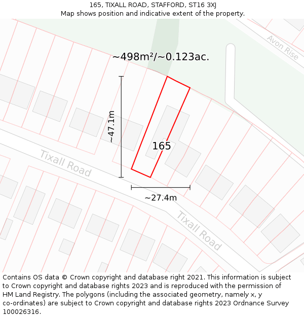 165, TIXALL ROAD, STAFFORD, ST16 3XJ: Plot and title map