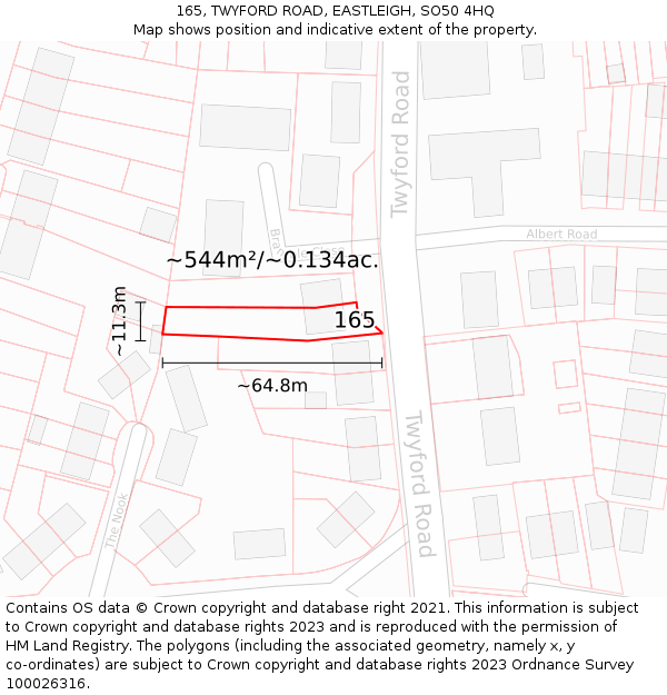 165, TWYFORD ROAD, EASTLEIGH, SO50 4HQ: Plot and title map