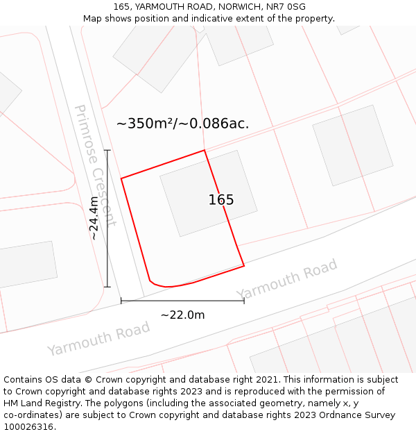 165, YARMOUTH ROAD, NORWICH, NR7 0SG: Plot and title map