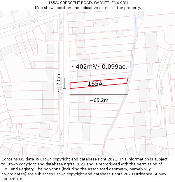 165A, CRESCENT ROAD, BARNET, EN4 9RN: Plot and title map