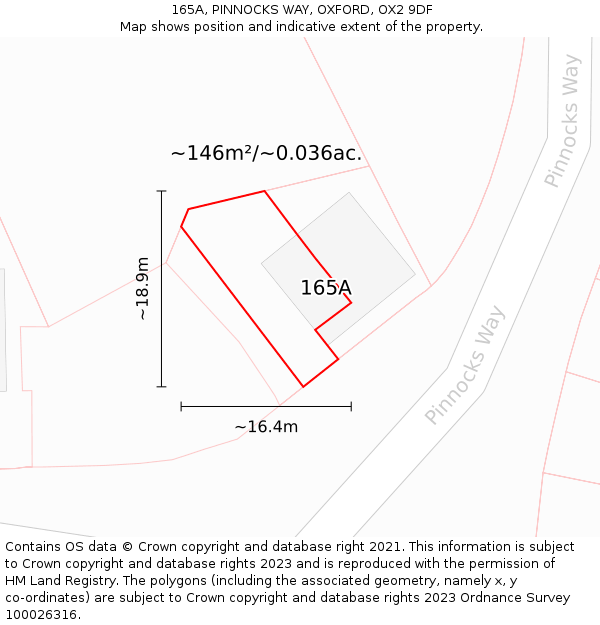 165A, PINNOCKS WAY, OXFORD, OX2 9DF: Plot and title map
