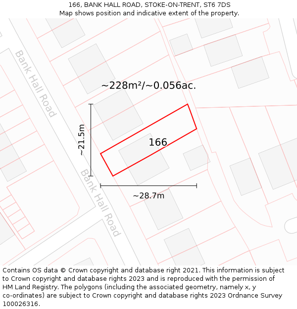 166, BANK HALL ROAD, STOKE-ON-TRENT, ST6 7DS: Plot and title map