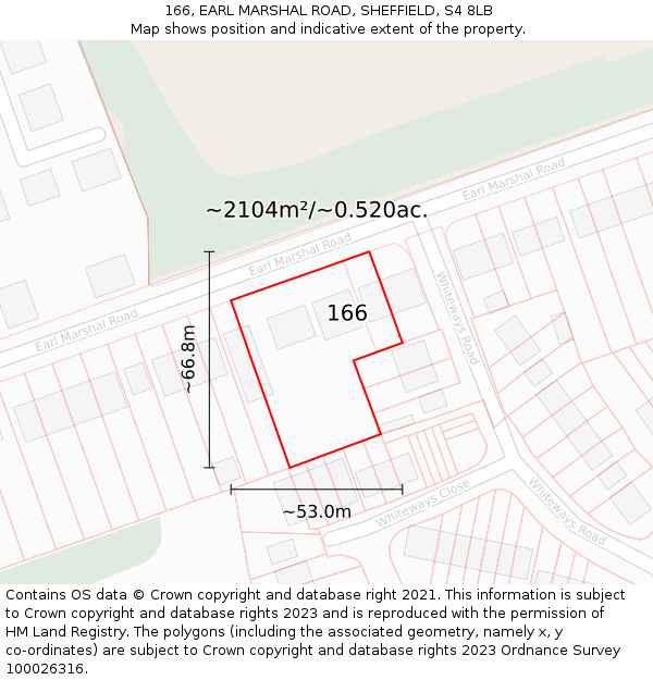 166, EARL MARSHAL ROAD, SHEFFIELD, S4 8LB: Plot and title map