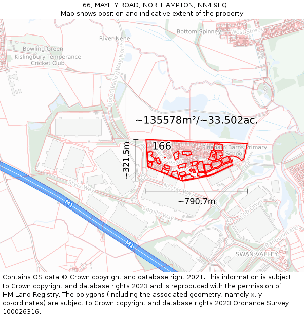 166, MAYFLY ROAD, NORTHAMPTON, NN4 9EQ: Plot and title map