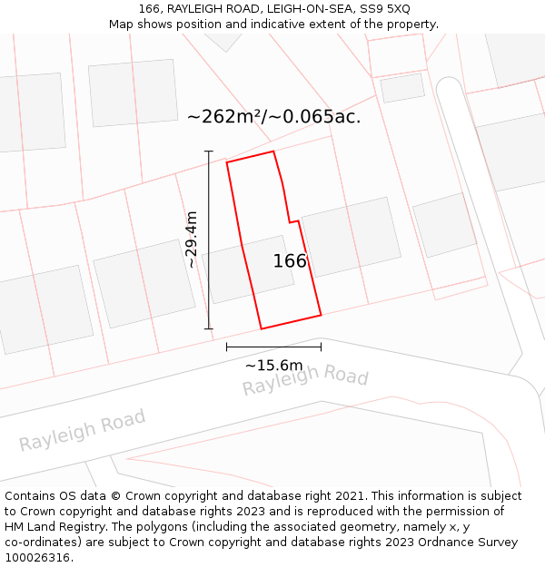 166, RAYLEIGH ROAD, LEIGH-ON-SEA, SS9 5XQ: Plot and title map