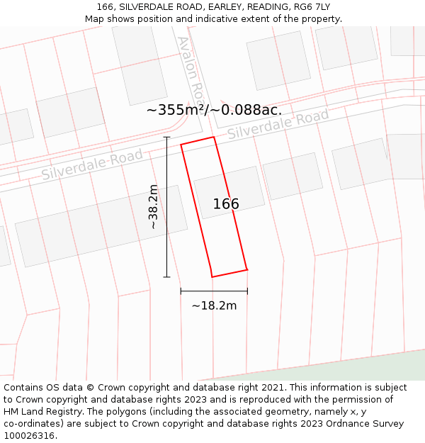166, SILVERDALE ROAD, EARLEY, READING, RG6 7LY: Plot and title map