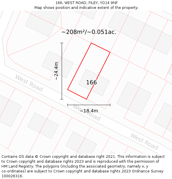 166, WEST ROAD, FILEY, YO14 9NF: Plot and title map