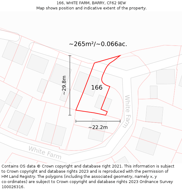 166, WHITE FARM, BARRY, CF62 9EW: Plot and title map