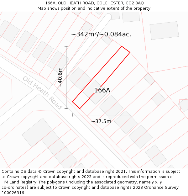 166A, OLD HEATH ROAD, COLCHESTER, CO2 8AQ: Plot and title map