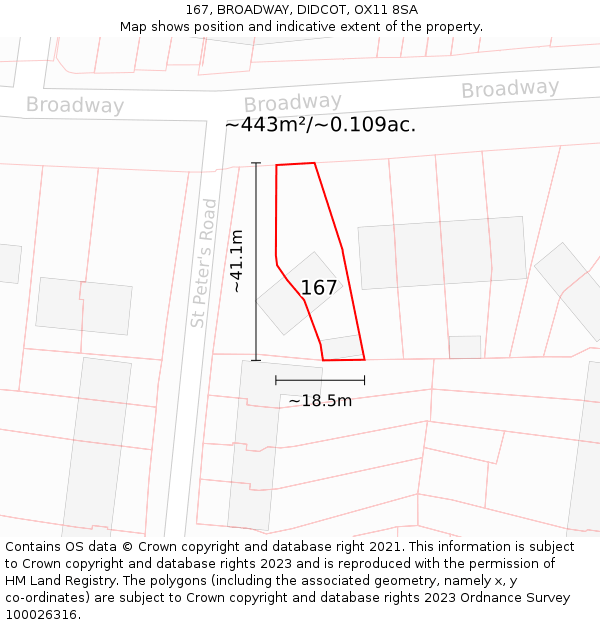 167, BROADWAY, DIDCOT, OX11 8SA: Plot and title map