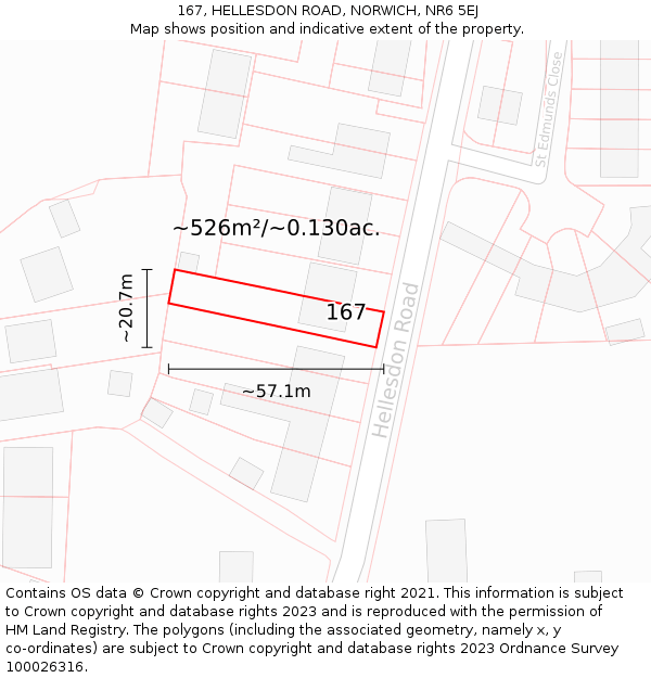 167, HELLESDON ROAD, NORWICH, NR6 5EJ: Plot and title map