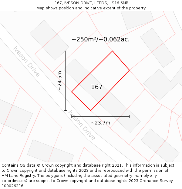 167, IVESON DRIVE, LEEDS, LS16 6NR: Plot and title map