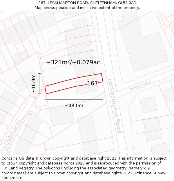 167, LECKHAMPTON ROAD, CHELTENHAM, GL53 0AD: Plot and title map