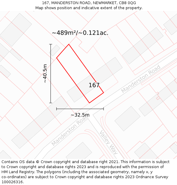 167, MANDERSTON ROAD, NEWMARKET, CB8 0QG: Plot and title map
