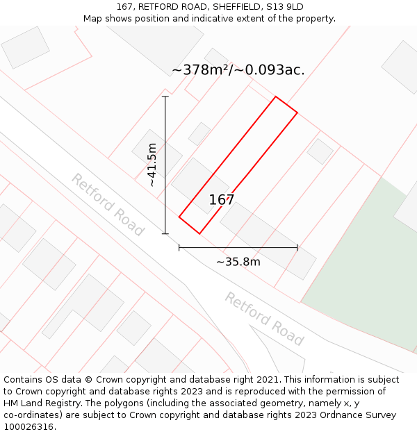 167, RETFORD ROAD, SHEFFIELD, S13 9LD: Plot and title map