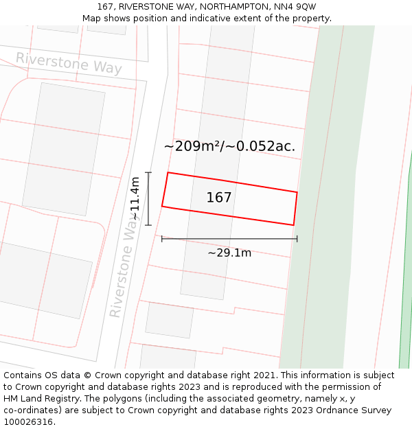 167, RIVERSTONE WAY, NORTHAMPTON, NN4 9QW: Plot and title map