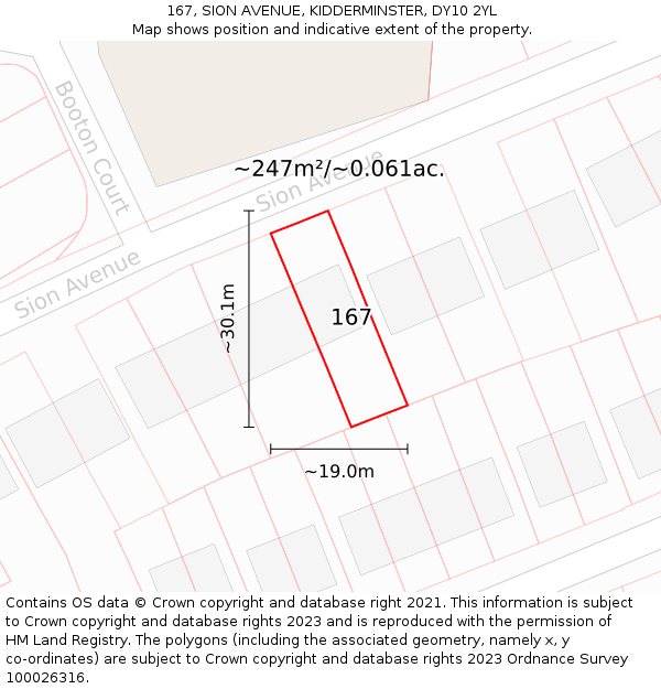 167, SION AVENUE, KIDDERMINSTER, DY10 2YL: Plot and title map