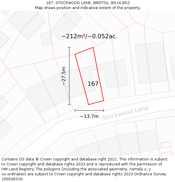 167, STOCKWOOD LANE, BRISTOL, BS14 8SZ: Plot and title map