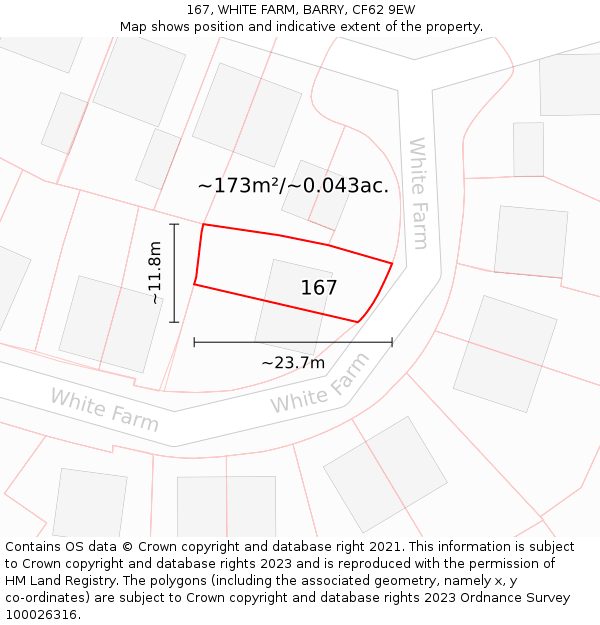 167, WHITE FARM, BARRY, CF62 9EW: Plot and title map