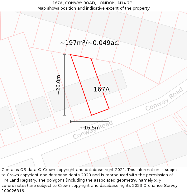 167A, CONWAY ROAD, LONDON, N14 7BH: Plot and title map