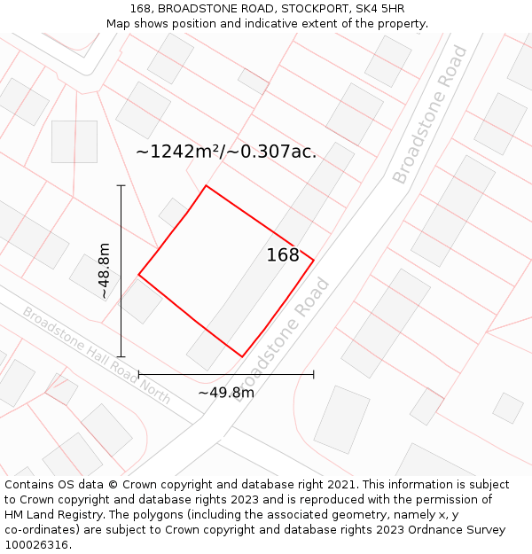 168, BROADSTONE ROAD, STOCKPORT, SK4 5HR: Plot and title map