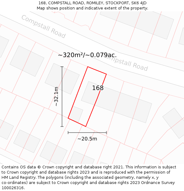 168, COMPSTALL ROAD, ROMILEY, STOCKPORT, SK6 4JD: Plot and title map