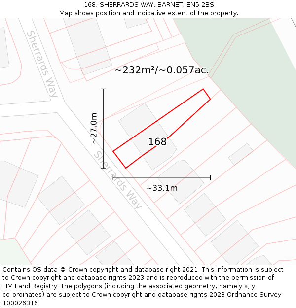 168, SHERRARDS WAY, BARNET, EN5 2BS: Plot and title map