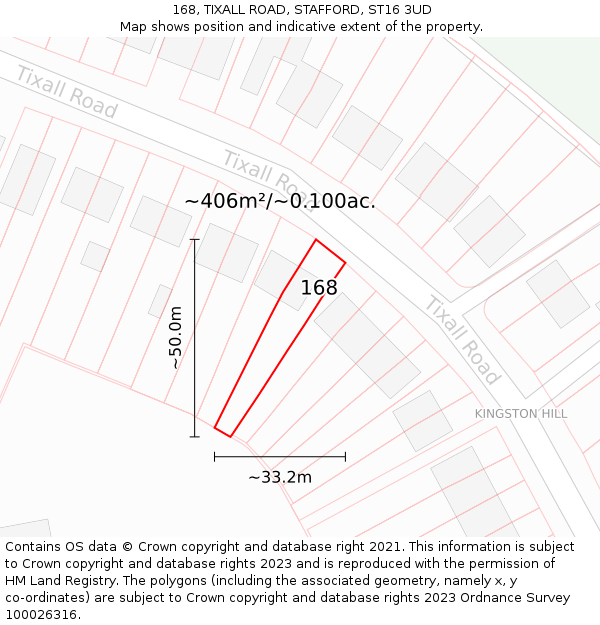 168, TIXALL ROAD, STAFFORD, ST16 3UD: Plot and title map