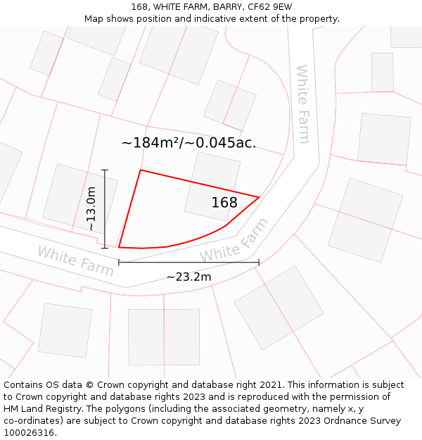 168, WHITE FARM, BARRY, CF62 9EW: Plot and title map