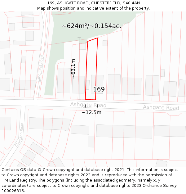 169, ASHGATE ROAD, CHESTERFIELD, S40 4AN: Plot and title map