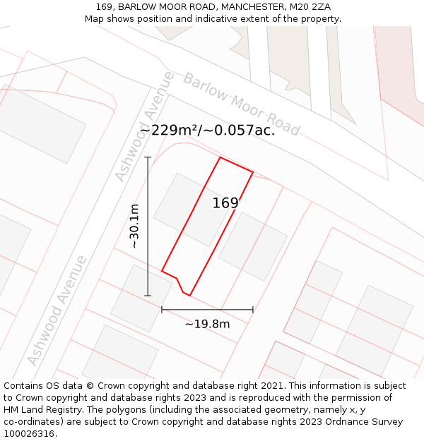 169, BARLOW MOOR ROAD, MANCHESTER, M20 2ZA: Plot and title map