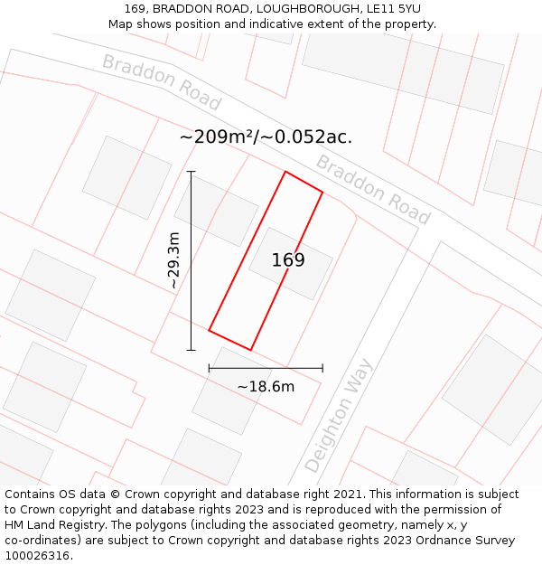 169, BRADDON ROAD, LOUGHBOROUGH, LE11 5YU: Plot and title map