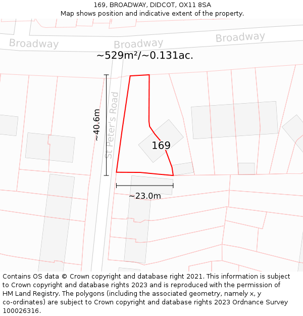 169, BROADWAY, DIDCOT, OX11 8SA: Plot and title map
