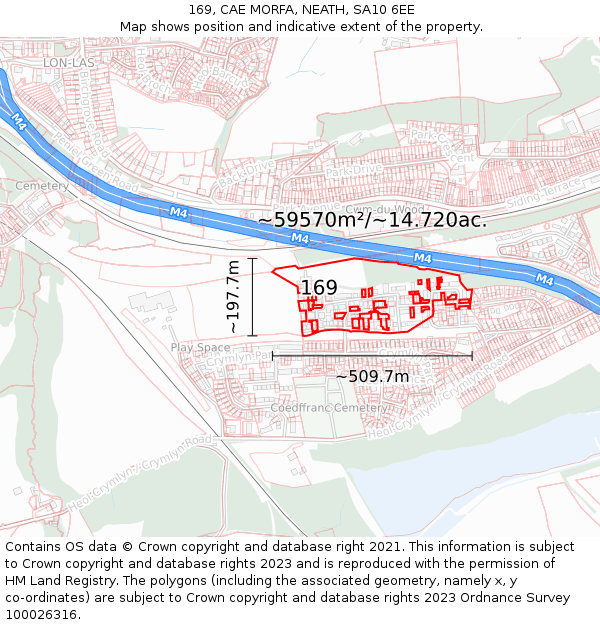 169, CAE MORFA, NEATH, SA10 6EE: Plot and title map