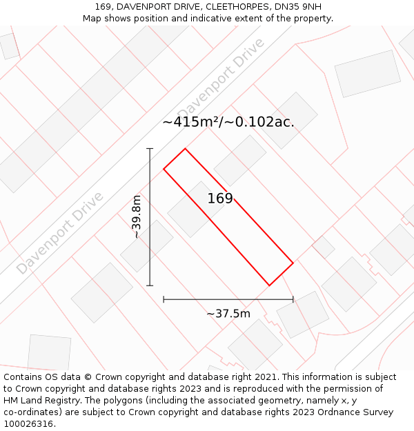 169, DAVENPORT DRIVE, CLEETHORPES, DN35 9NH: Plot and title map