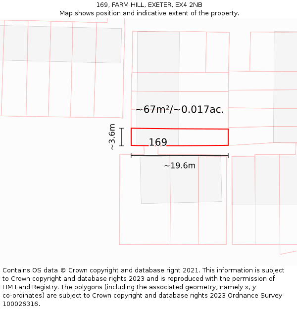 169, FARM HILL, EXETER, EX4 2NB: Plot and title map