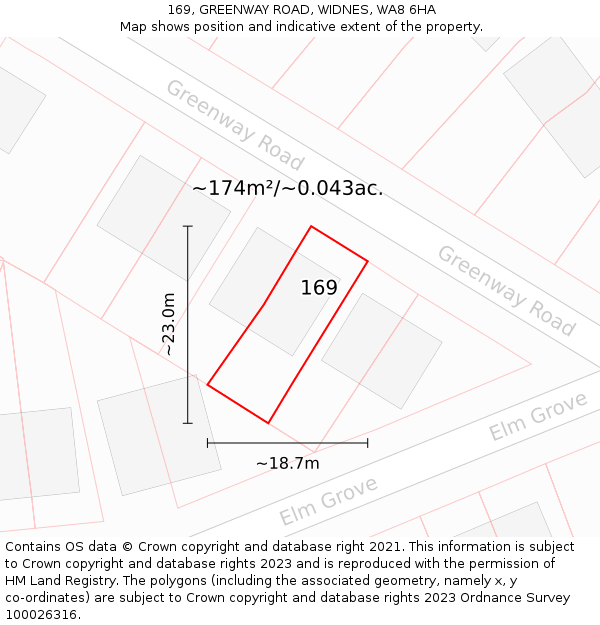 169, GREENWAY ROAD, WIDNES, WA8 6HA: Plot and title map