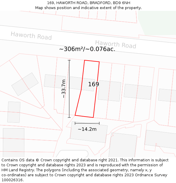 169, HAWORTH ROAD, BRADFORD, BD9 6NH: Plot and title map