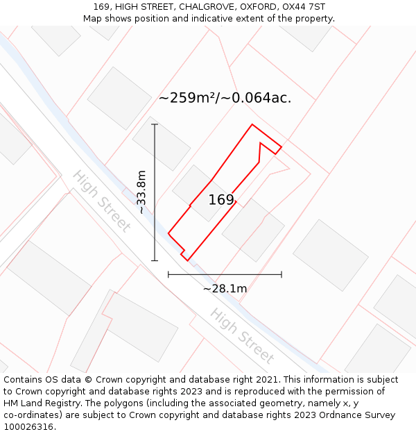 169, HIGH STREET, CHALGROVE, OXFORD, OX44 7ST: Plot and title map