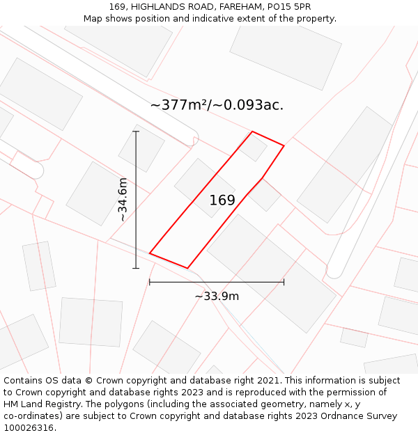 169, HIGHLANDS ROAD, FAREHAM, PO15 5PR: Plot and title map