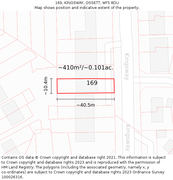 169, KINGSWAY, OSSETT, WF5 8DU: Plot and title map