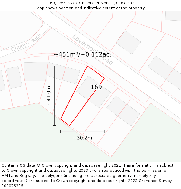 169, LAVERNOCK ROAD, PENARTH, CF64 3RP: Plot and title map