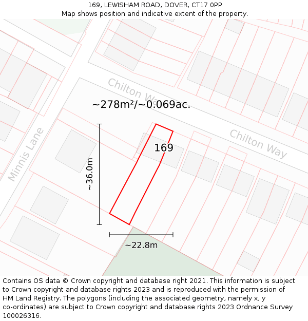 169, LEWISHAM ROAD, DOVER, CT17 0PP: Plot and title map